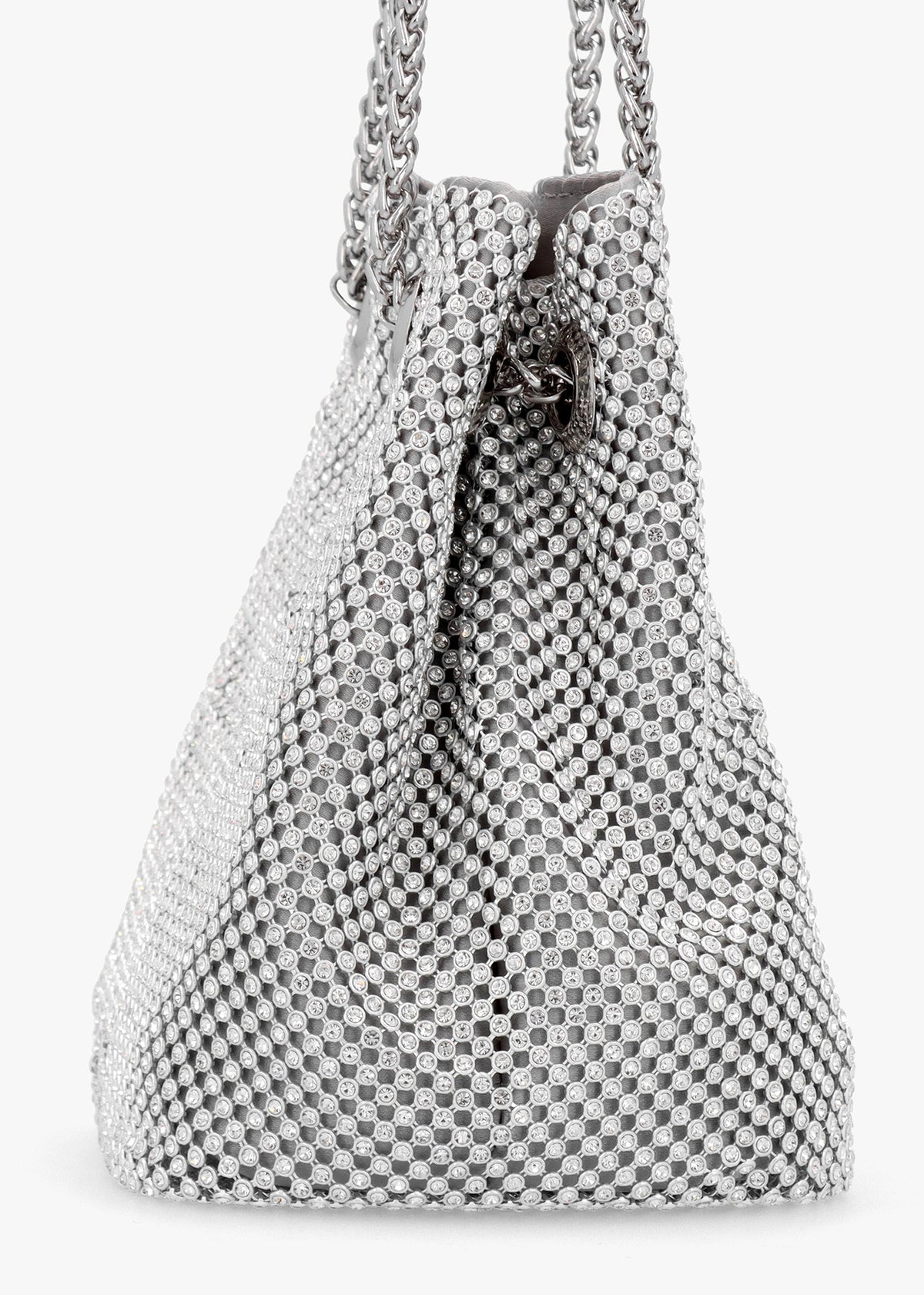 Lua Silver Diamante Chain Mesh Pouch