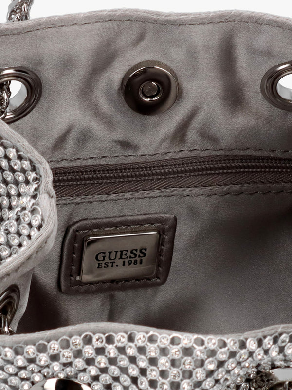 Lua Silver Diamante Chain Mesh Pouch