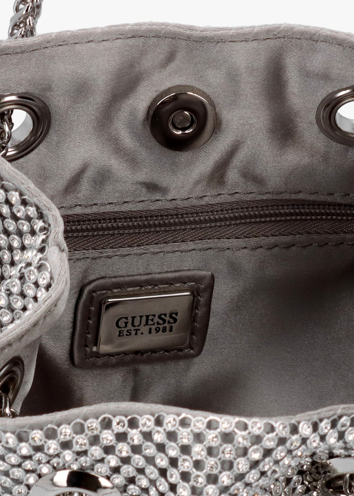 Lua Silver Diamante Chain Mesh Pouch