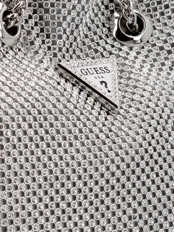 Lua Silver Diamante Chain Mesh Pouch