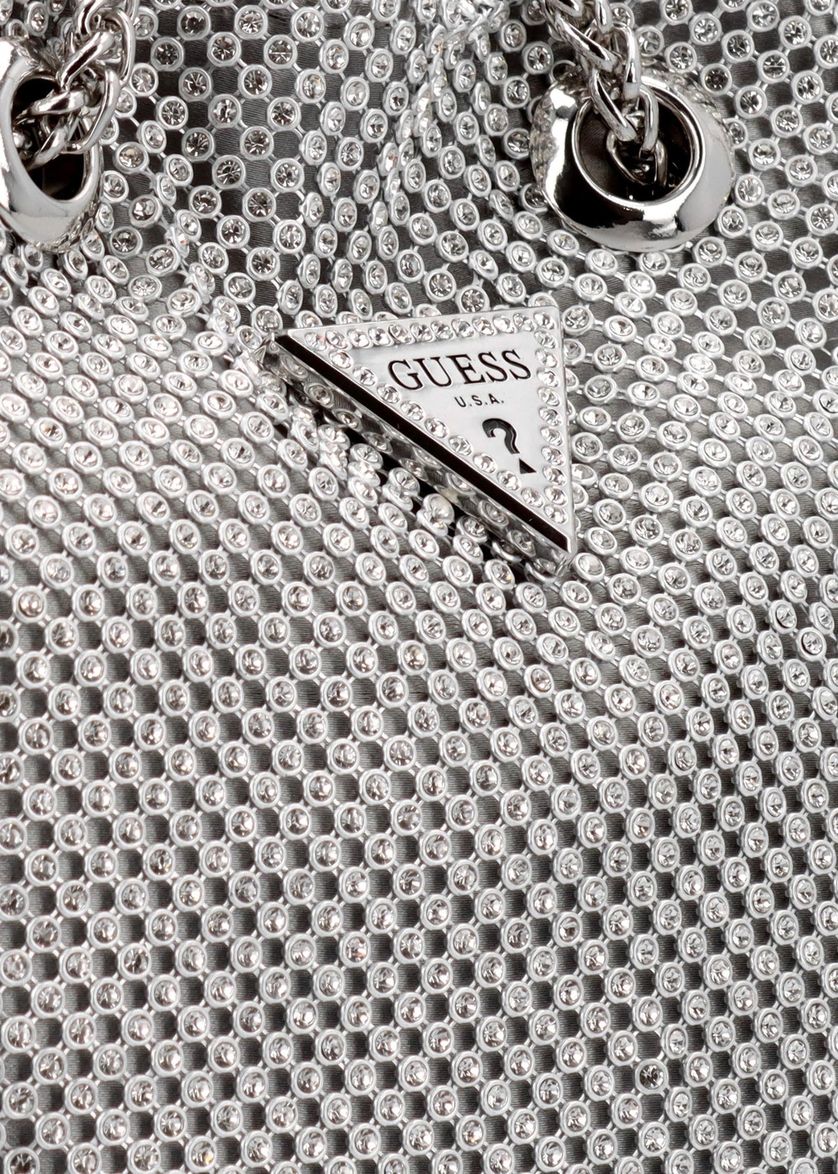 Lua Silver Diamante Chain Mesh Pouch