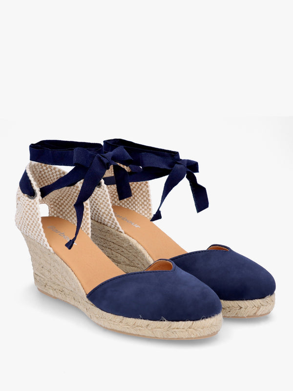 Juana Dark Navy Suede Wedge Espadrilles