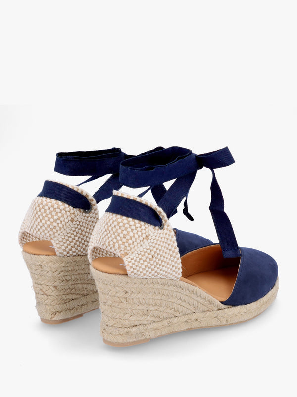 Juana Dark Navy Suede Wedge Espadrilles