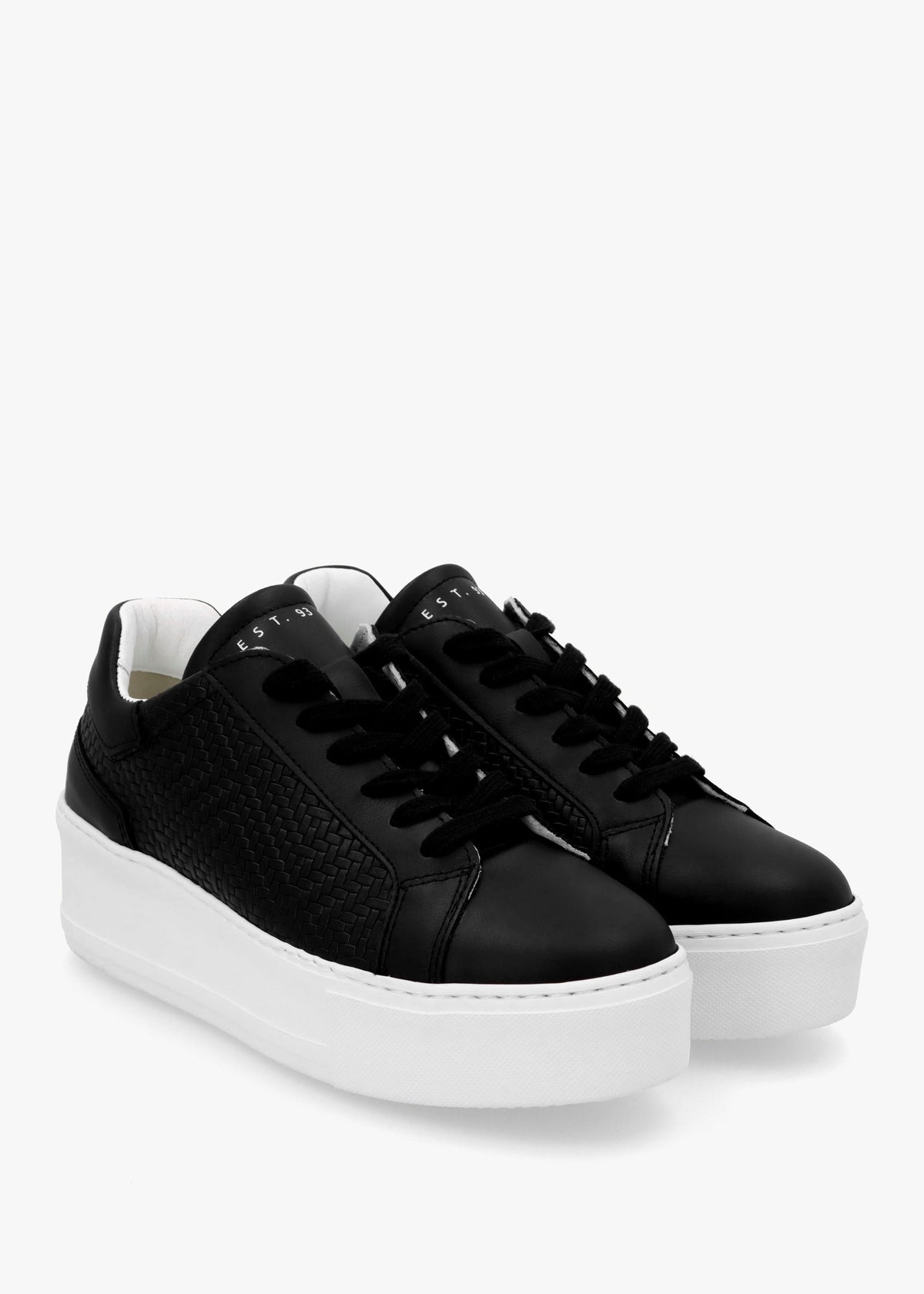 Sibwoven Black Leather Flatform Trainers
