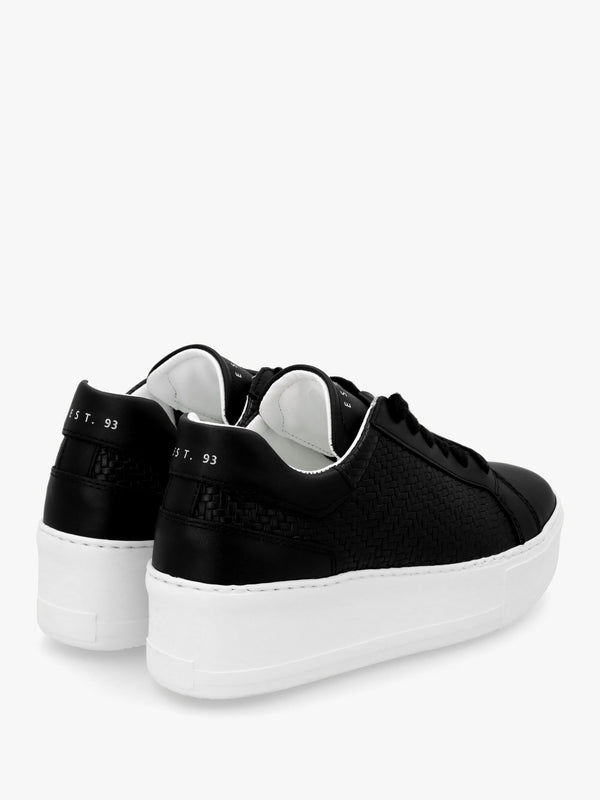 Sibwoven Black Leather Flatform Trainers