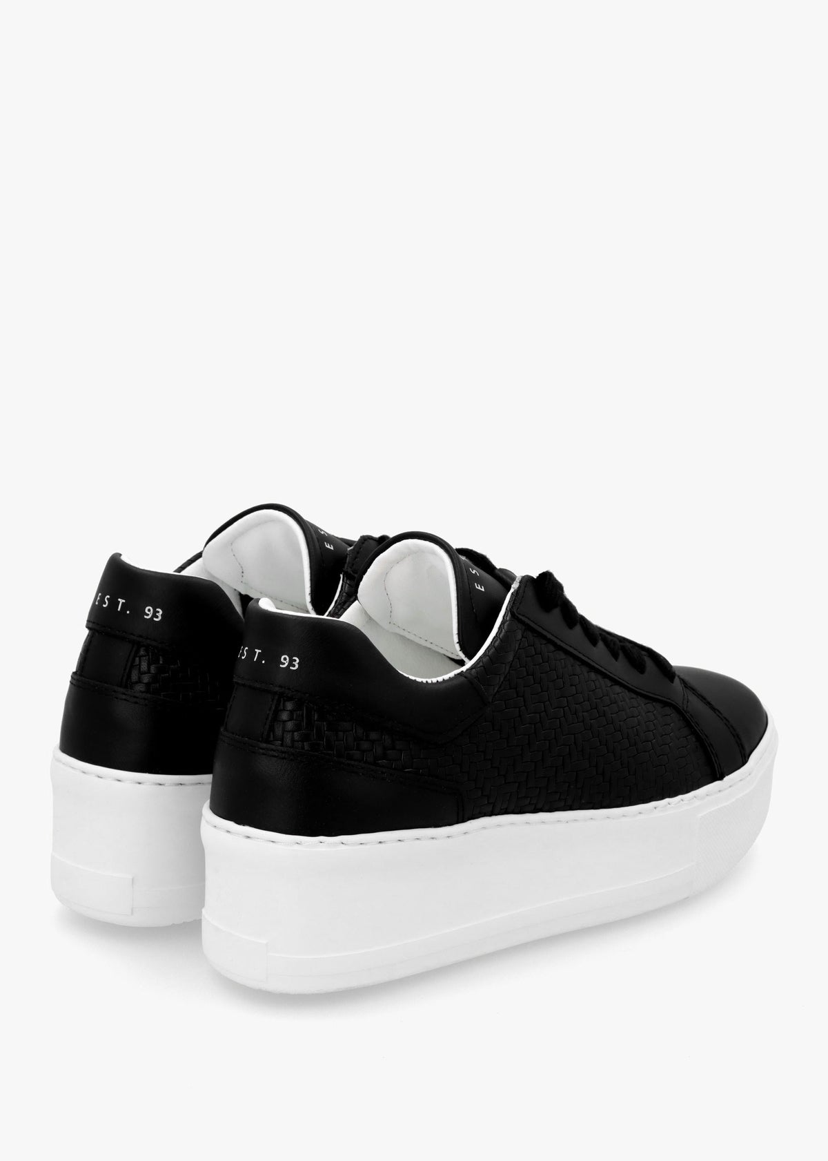 Sibwoven Black Leather Flatform Trainers