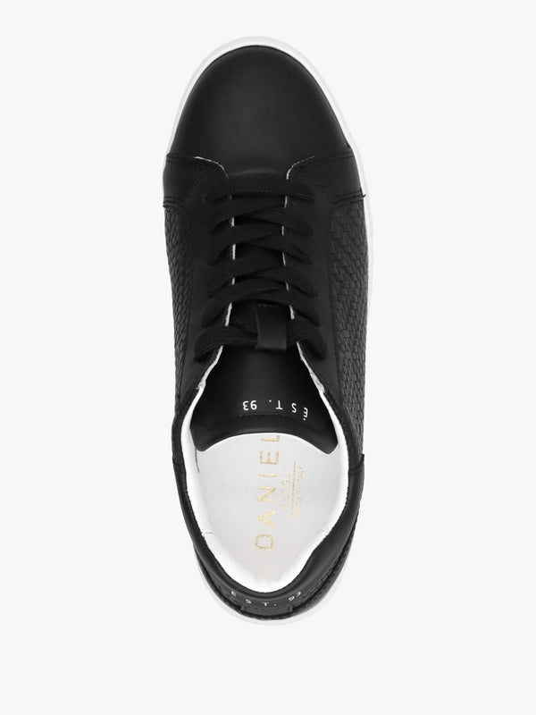 Sibwoven Black Leather Flatform Trainers