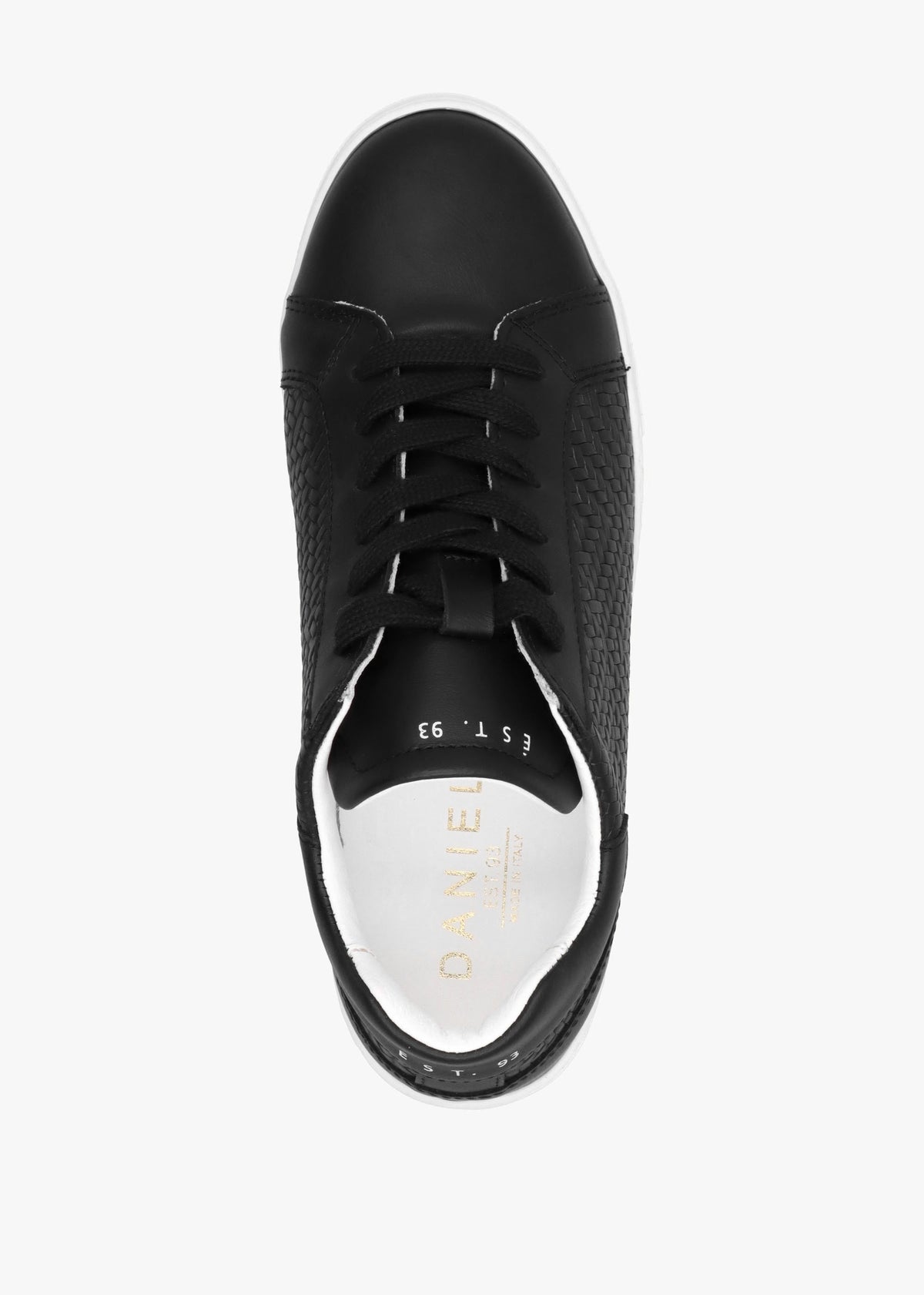 Sibwoven Black Leather Flatform Trainers