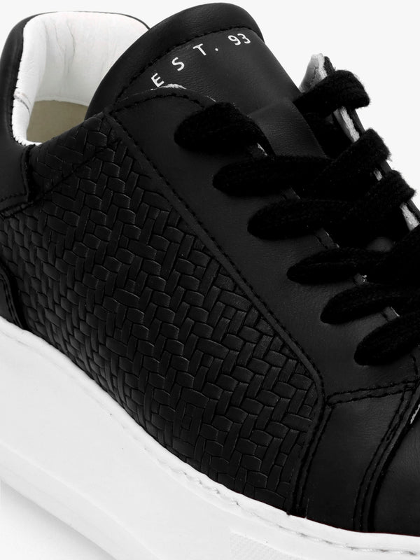 Sibwoven Black Leather Flatform Trainers