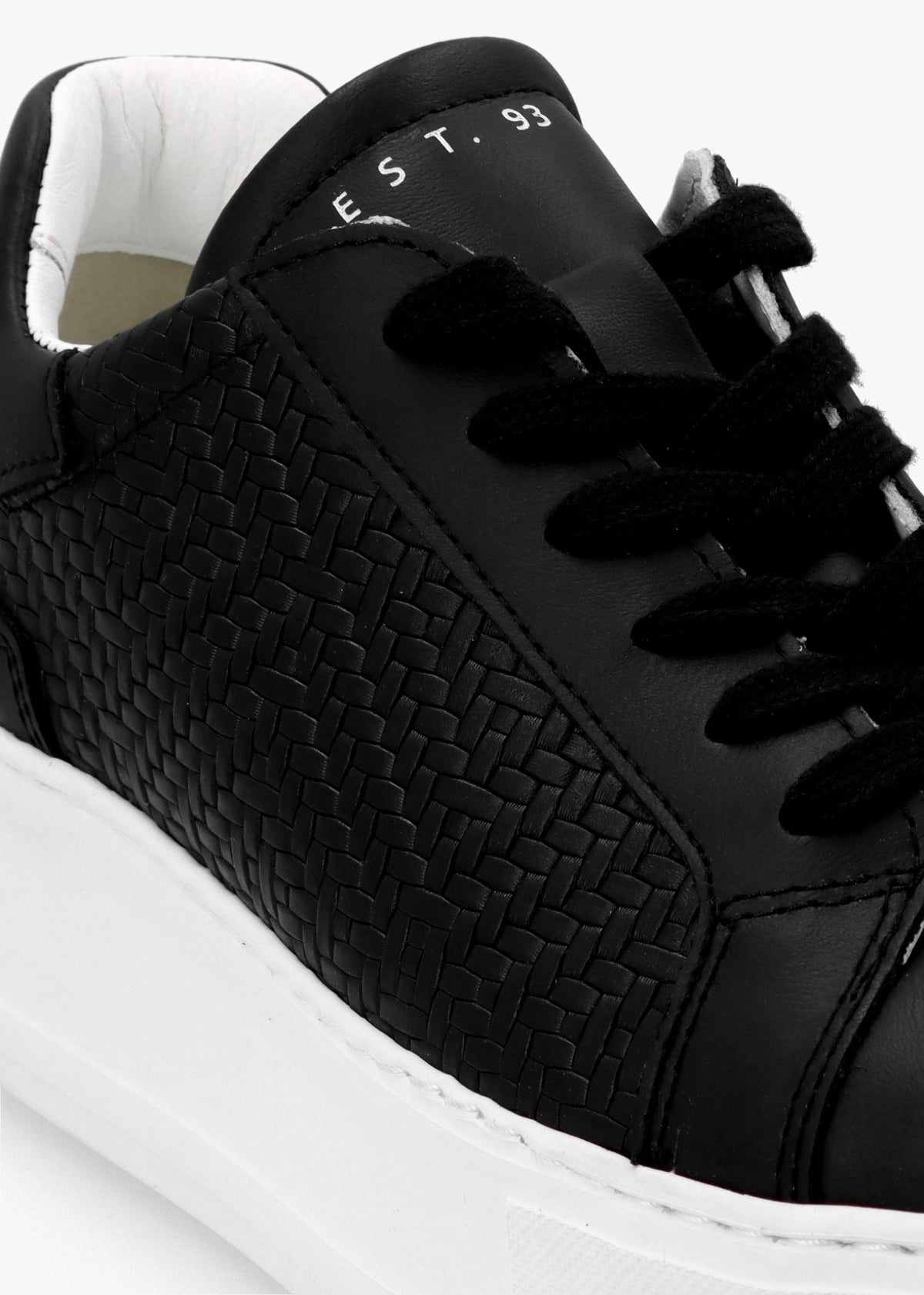 Sibwoven Black Leather Flatform Trainers