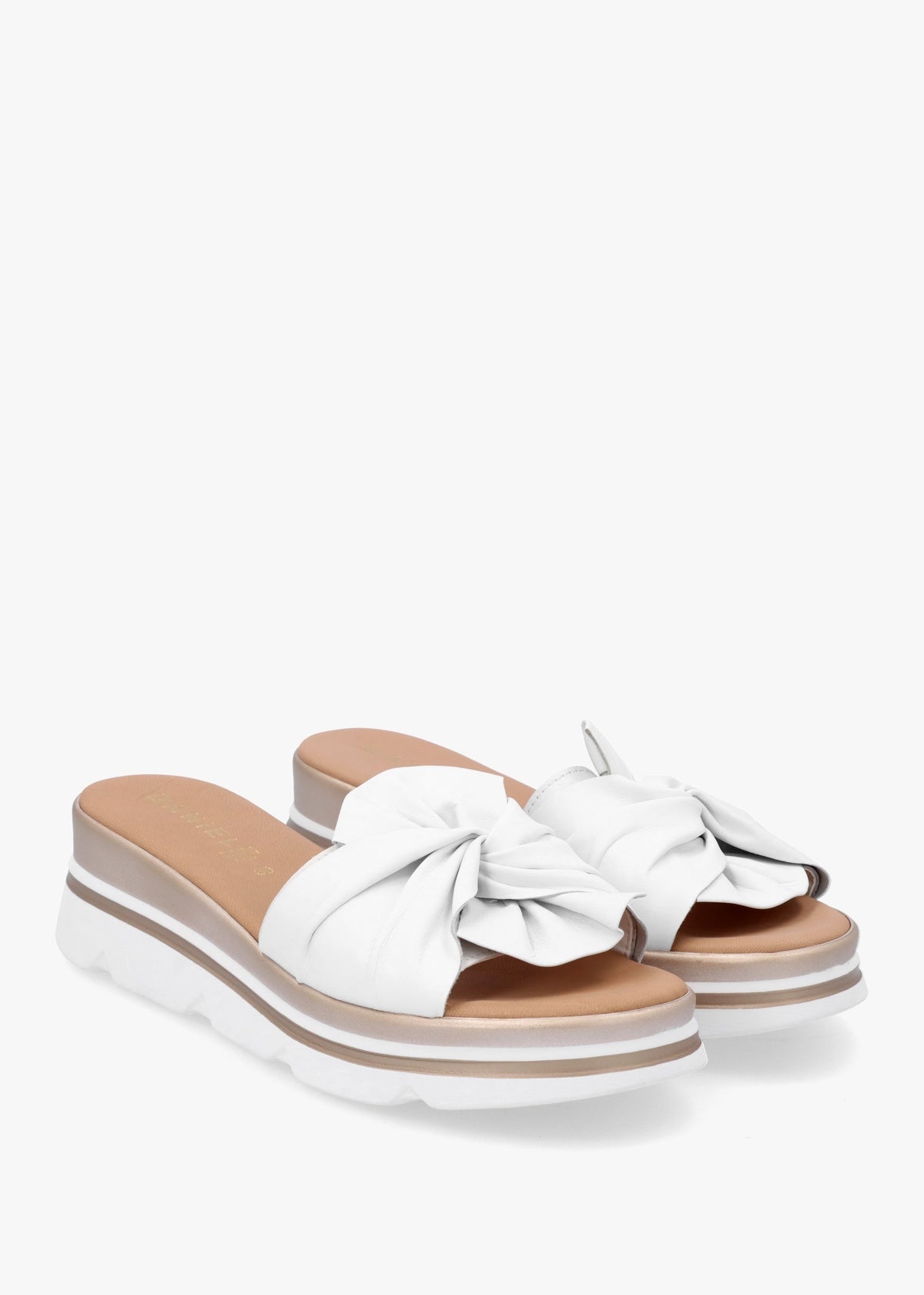 Rebow White Leather Knot Top Mules