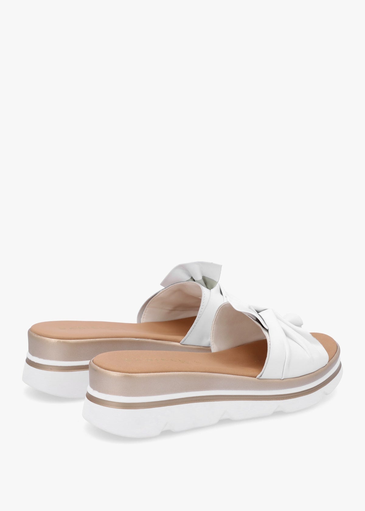 Rebow White Leather Knot Top Mules