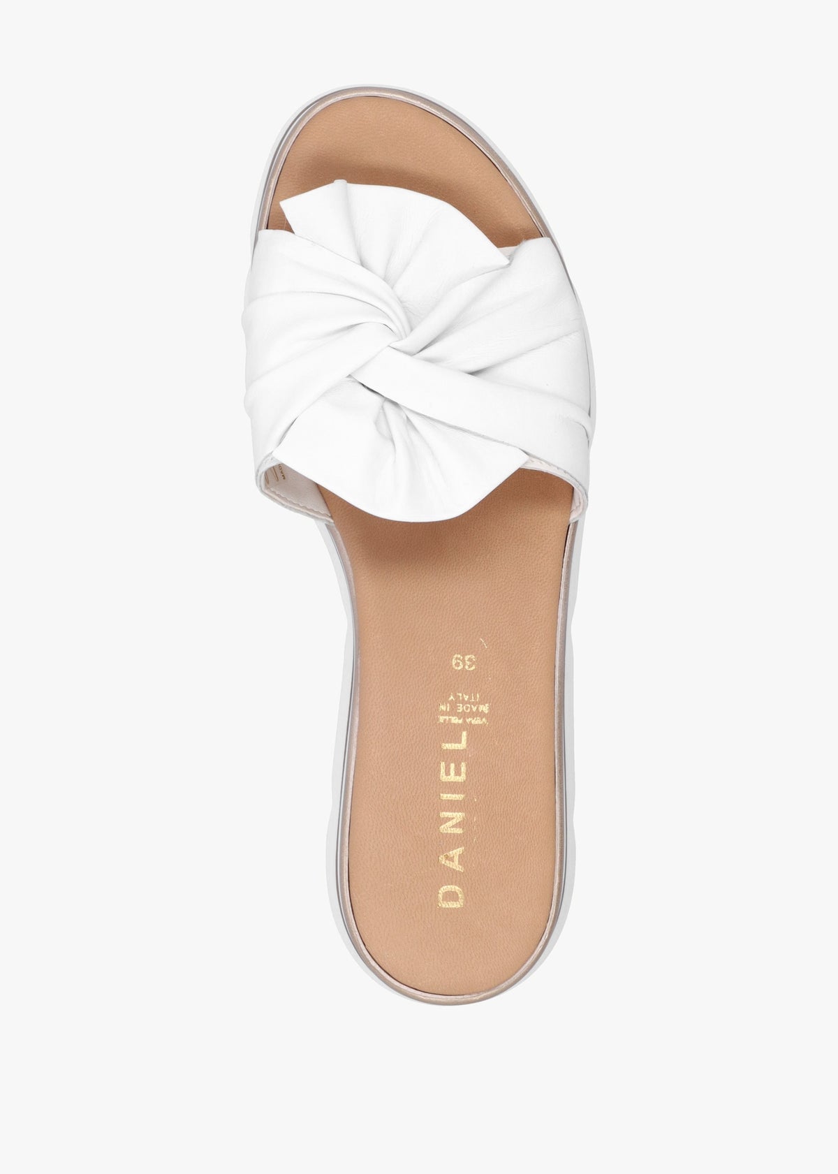 Rebow White Leather Knot Top Mules