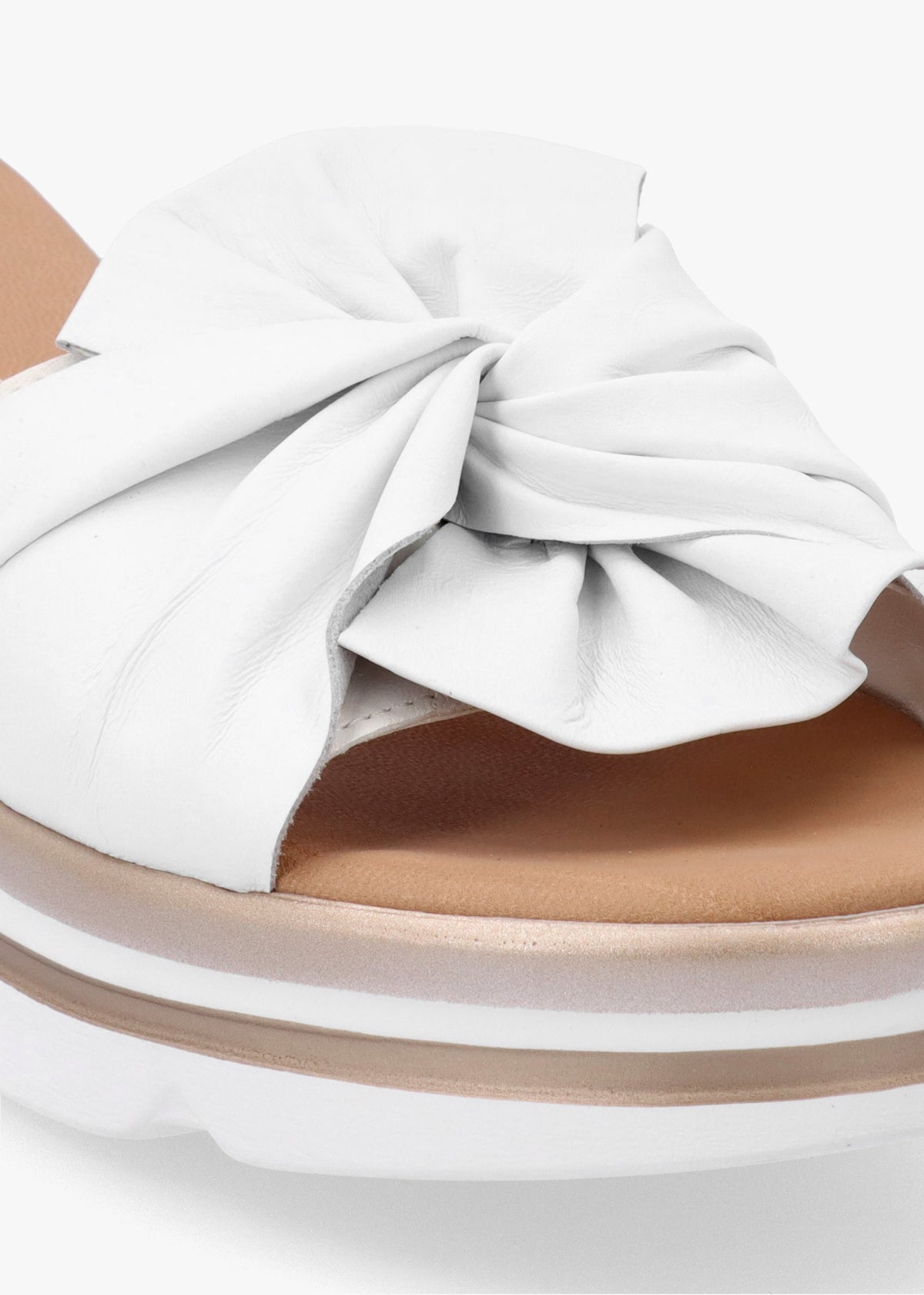 Rebow White Leather Knot Top Mules