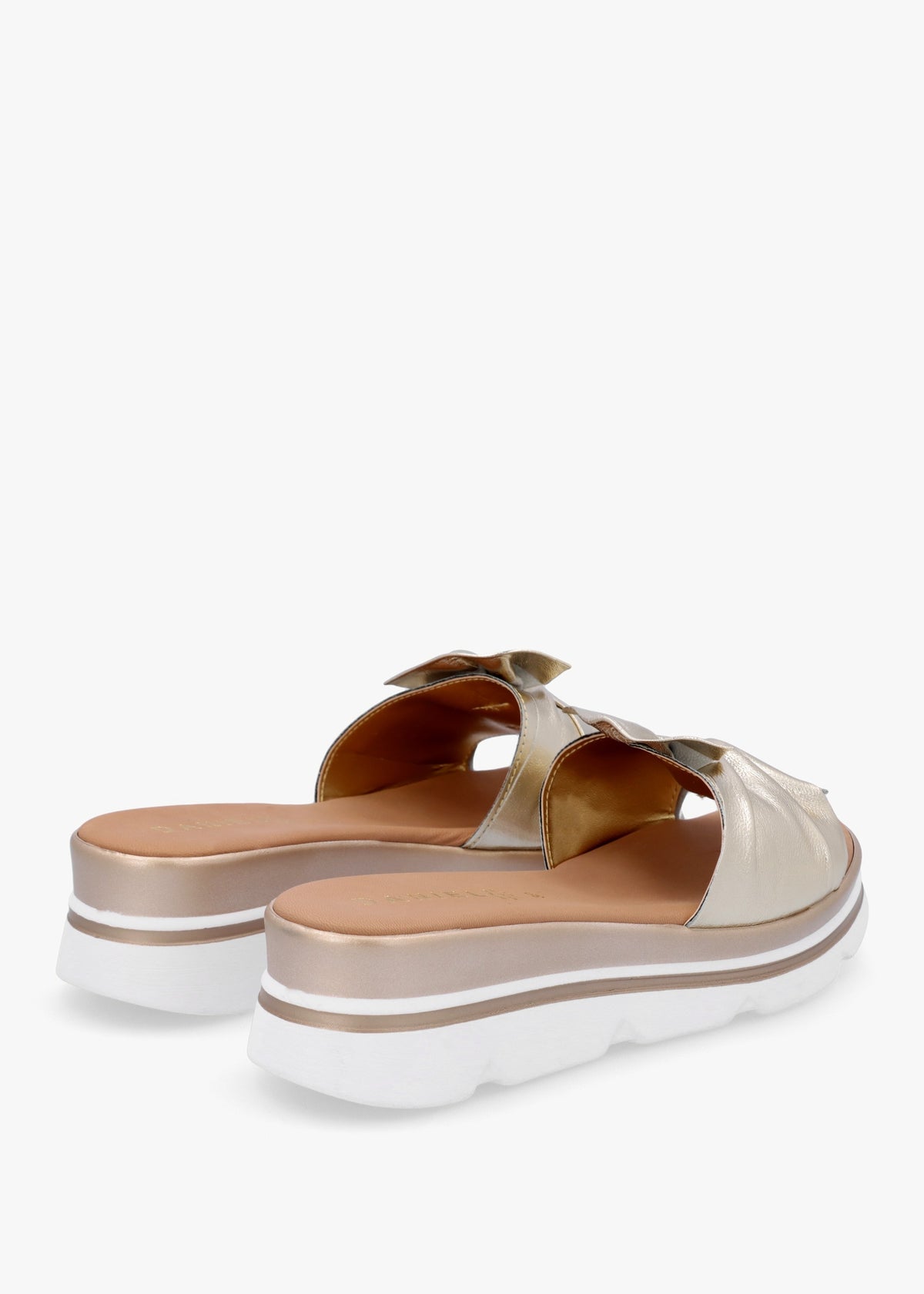 Rebow Gold Leather Knot Top Mules