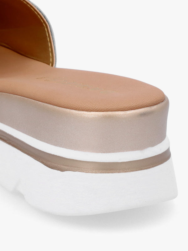 Rebow Gold Leather Knot Top Mules