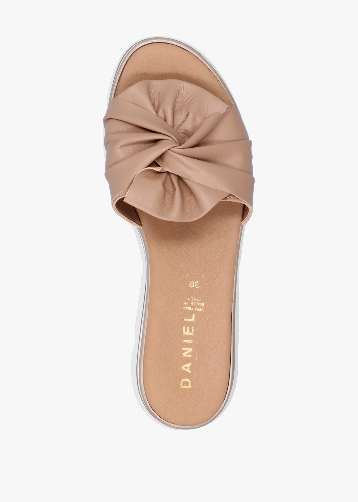 Rebow Beige Leather Knot Top Mules