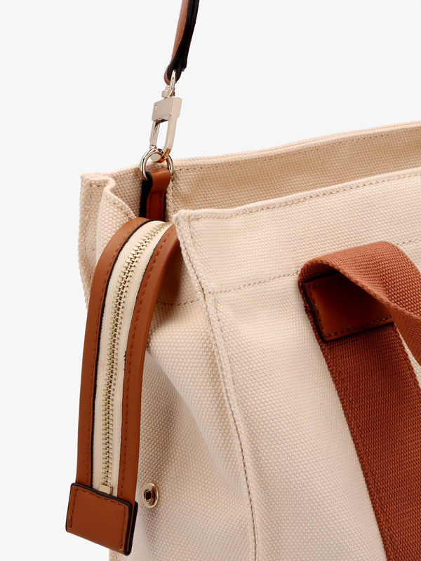 Small Canvas II Natural Cognac Tote Bag