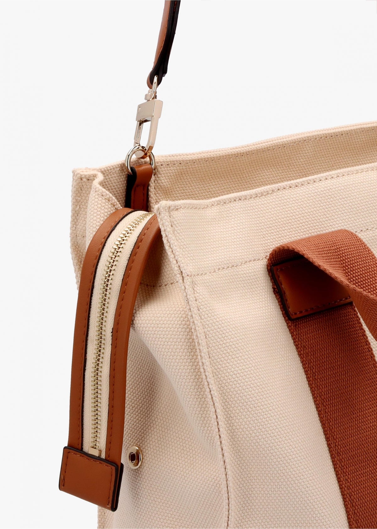 Small Canvas II Natural Cognac Tote Bag
