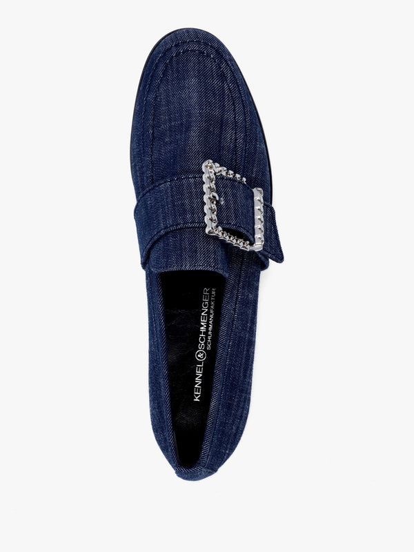 Emma Indigo Denim Buckle Loafers
