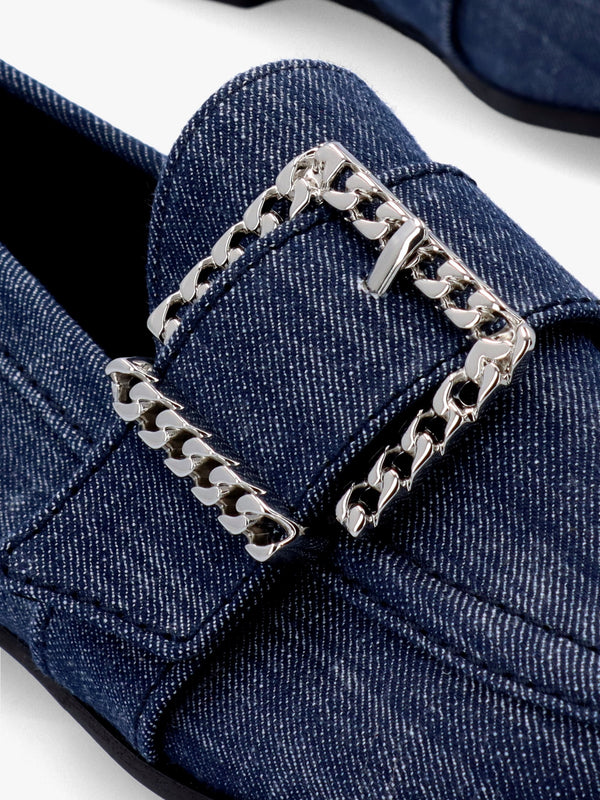 Emma Indigo Denim Buckle Loafers