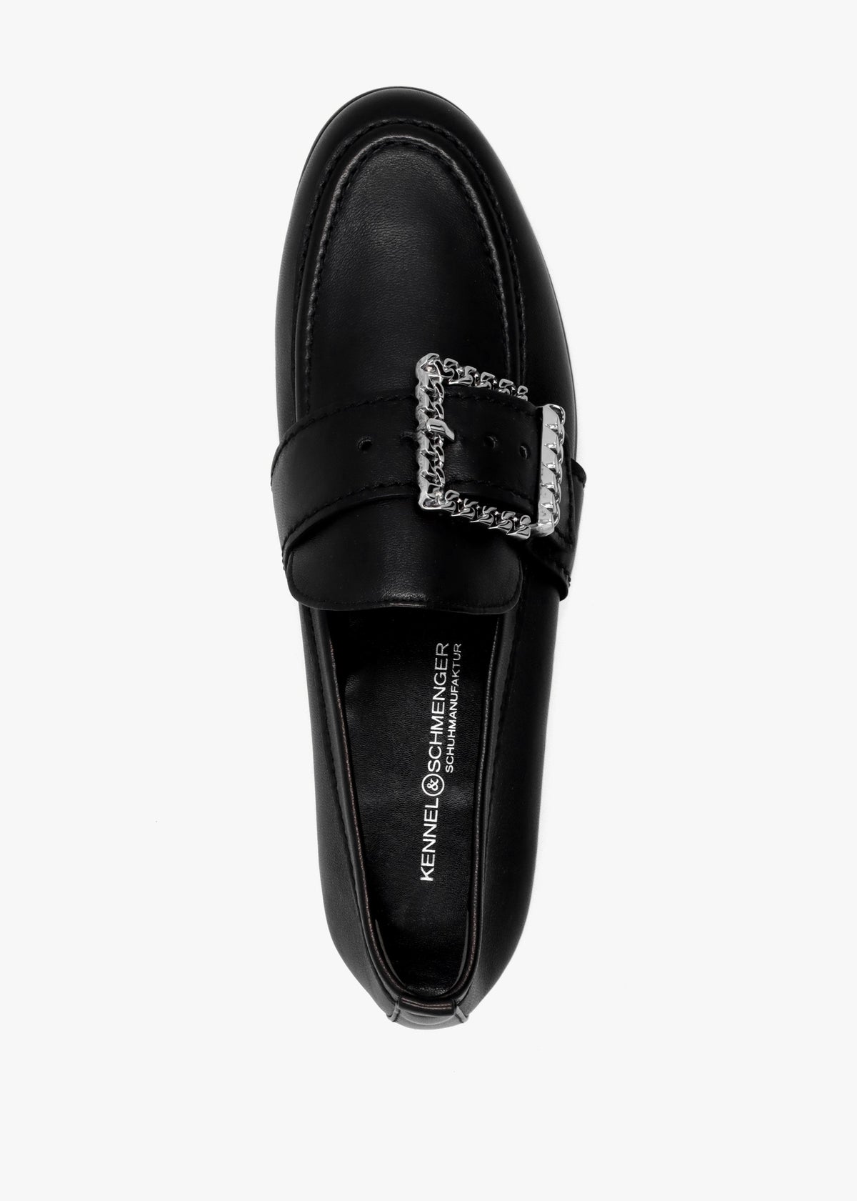 Emma Black Leather Buckle Loafers