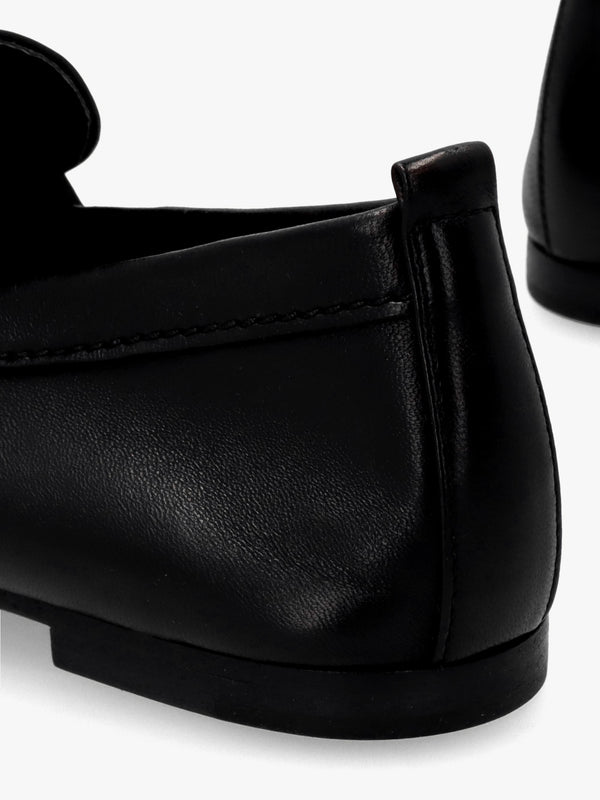 Emma Black Leather Buckle Loafers