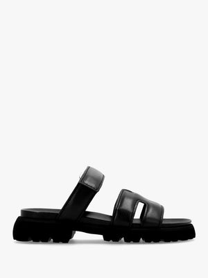 Skill Black Leather Chunky Mules