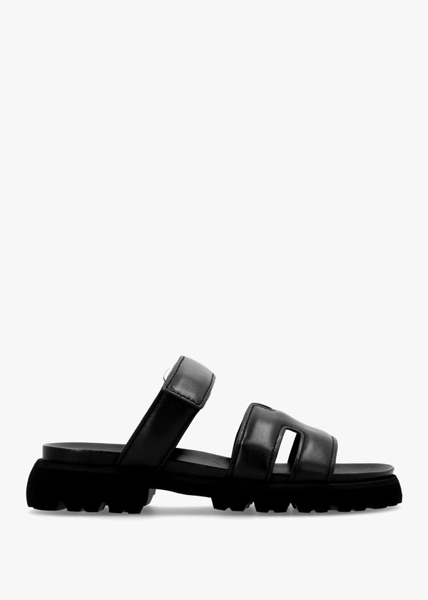 Skill Black Leather Chunky Mules