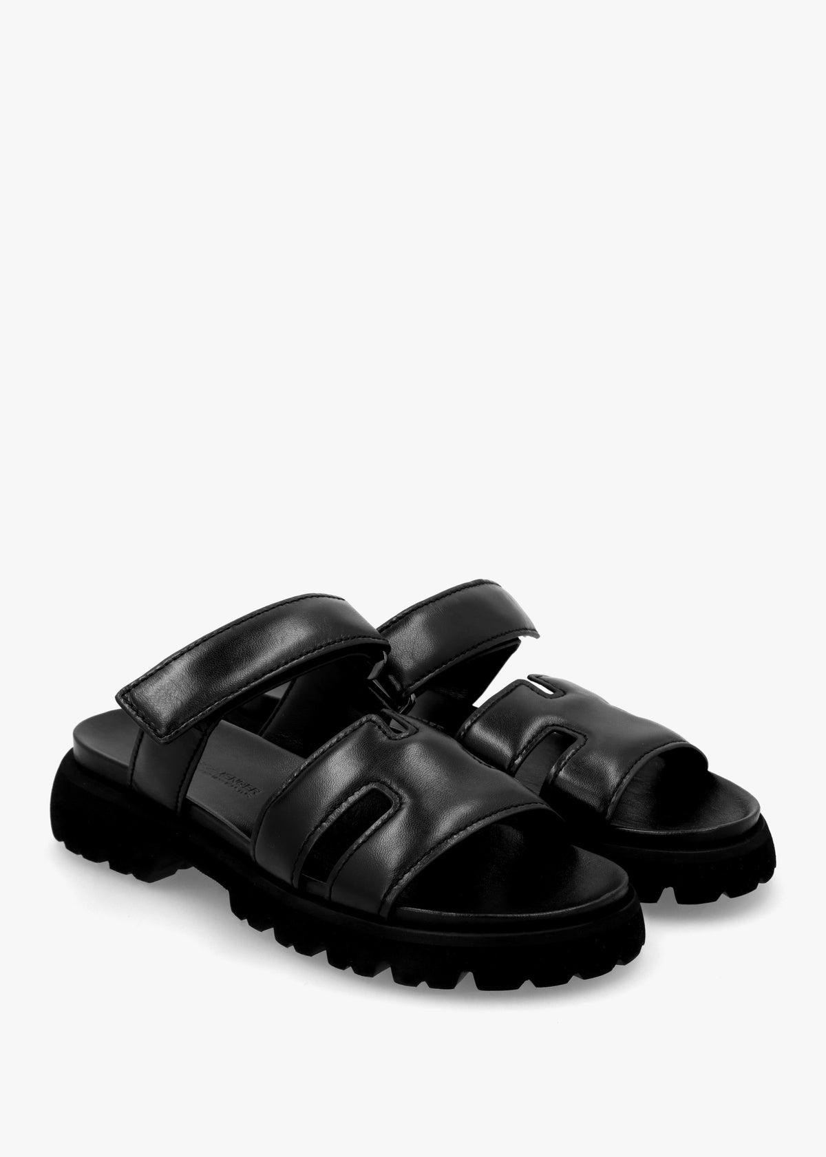 Skill Black Leather Chunky Mules