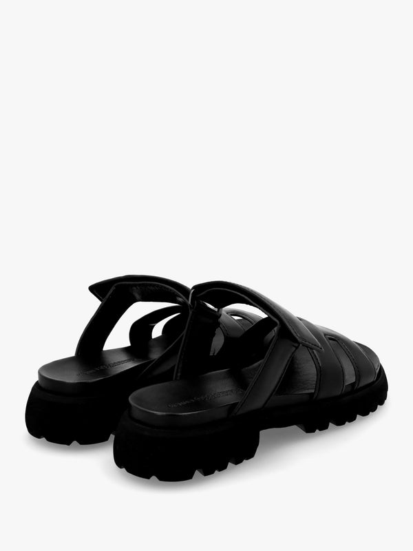 Skill Black Leather Chunky Mules