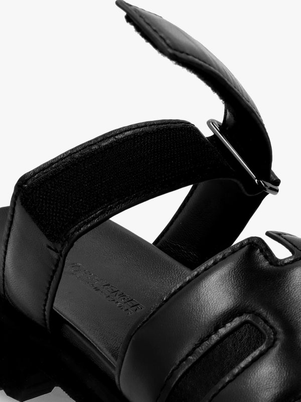 Skill Black Leather Chunky Mules