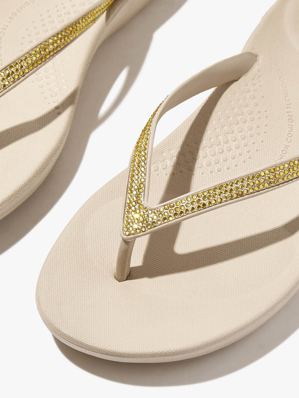 Iqushion Sparkle Stone Beige Flip Flops