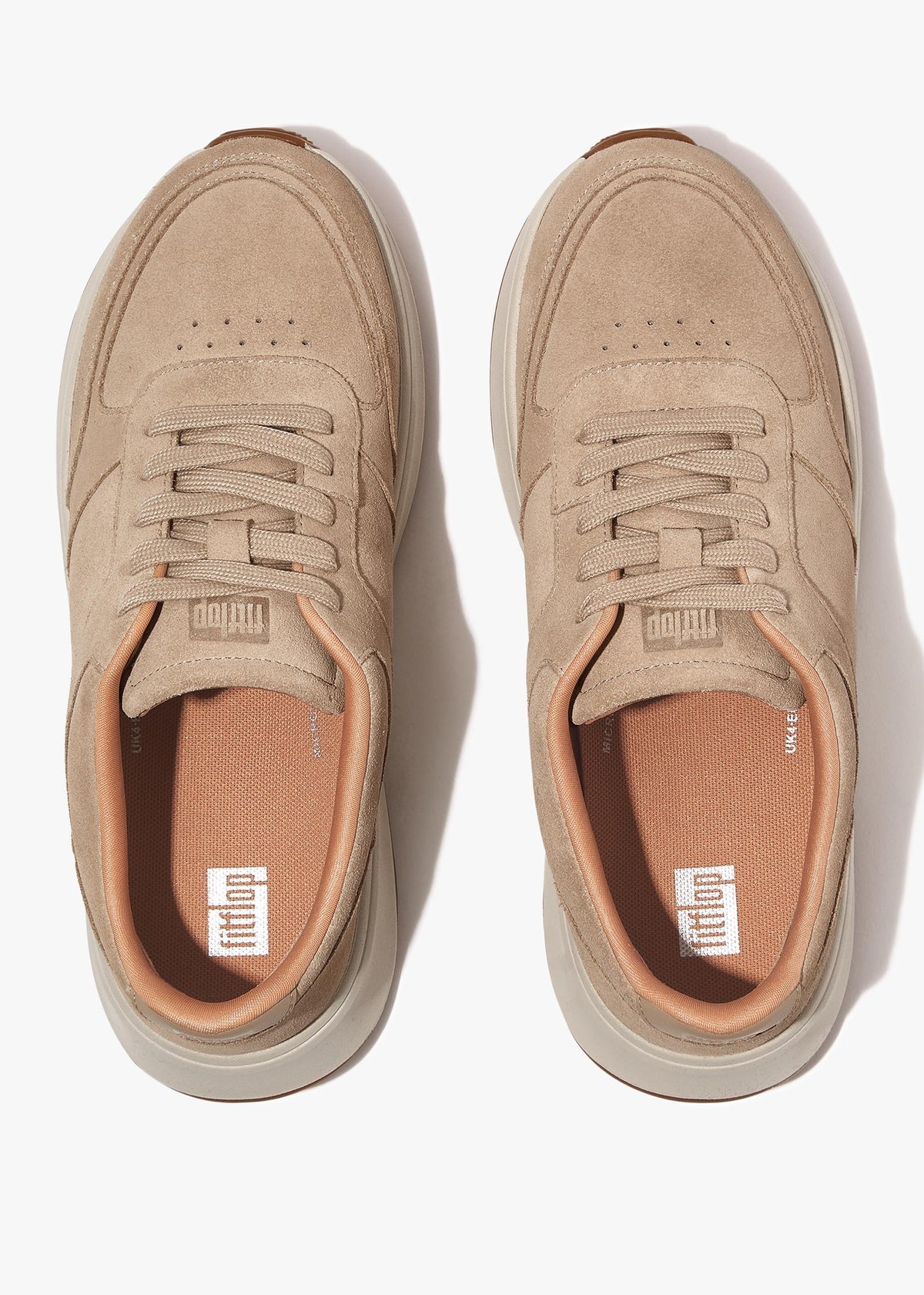 F Mode Latte Beige Suede Flatform Trainers