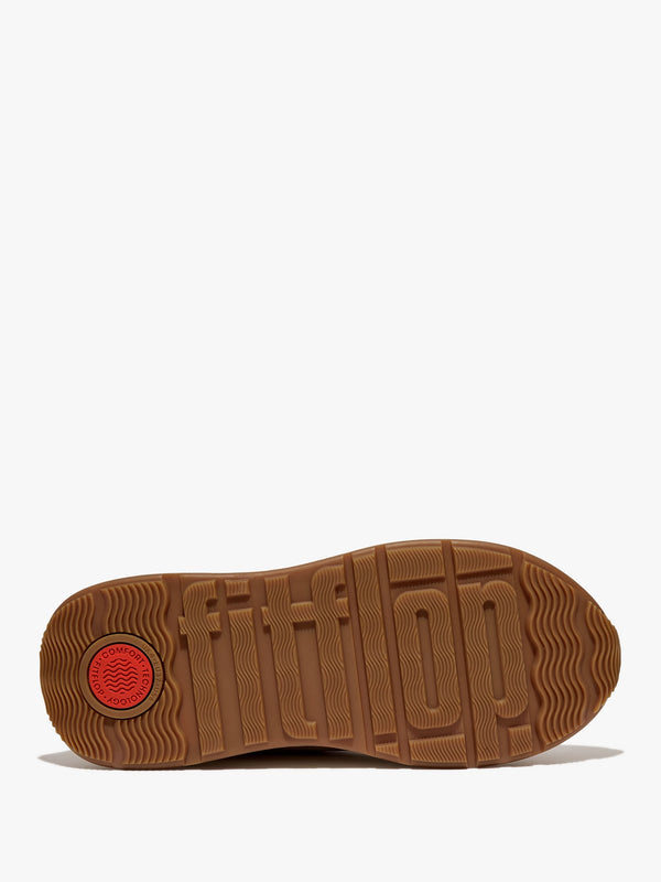 F Mode Latte Beige Suede Flatform Trainers