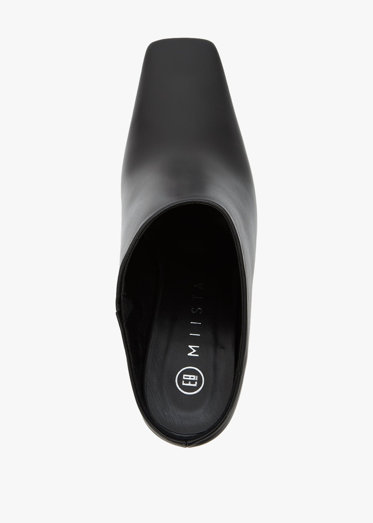 Manuela Black Leather Heeled Mules