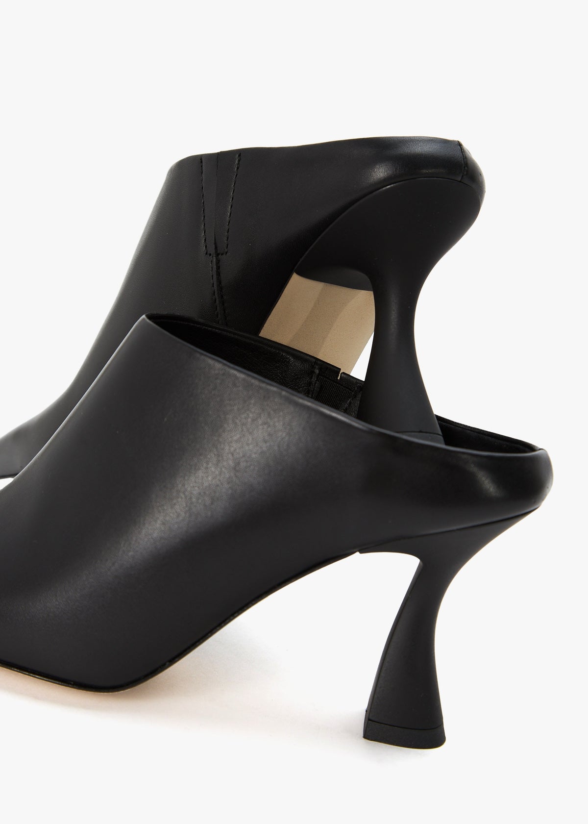Manuela Black Leather Heeled Mules