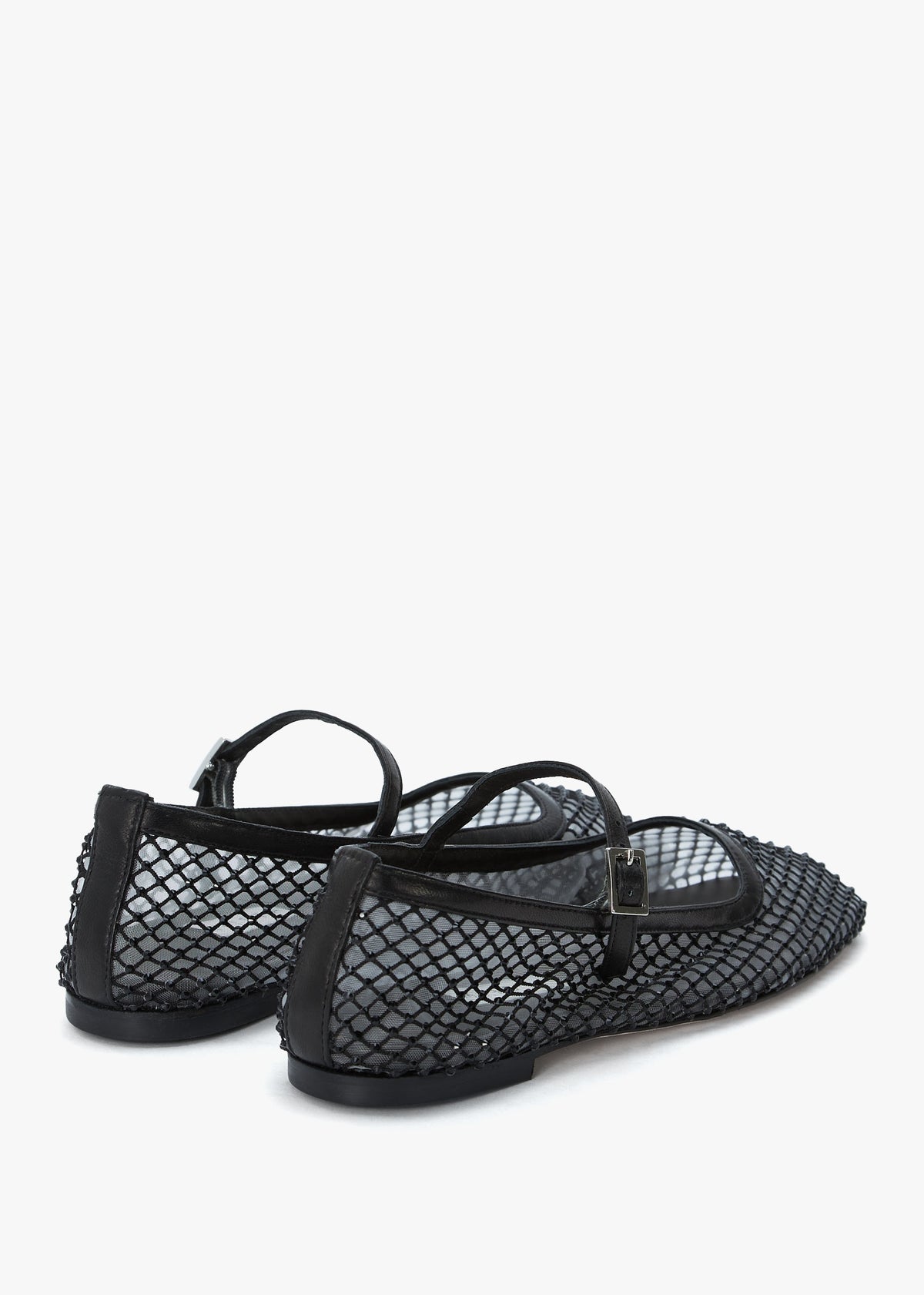 Vanita Black Embellished Mesh Ballet Pumps