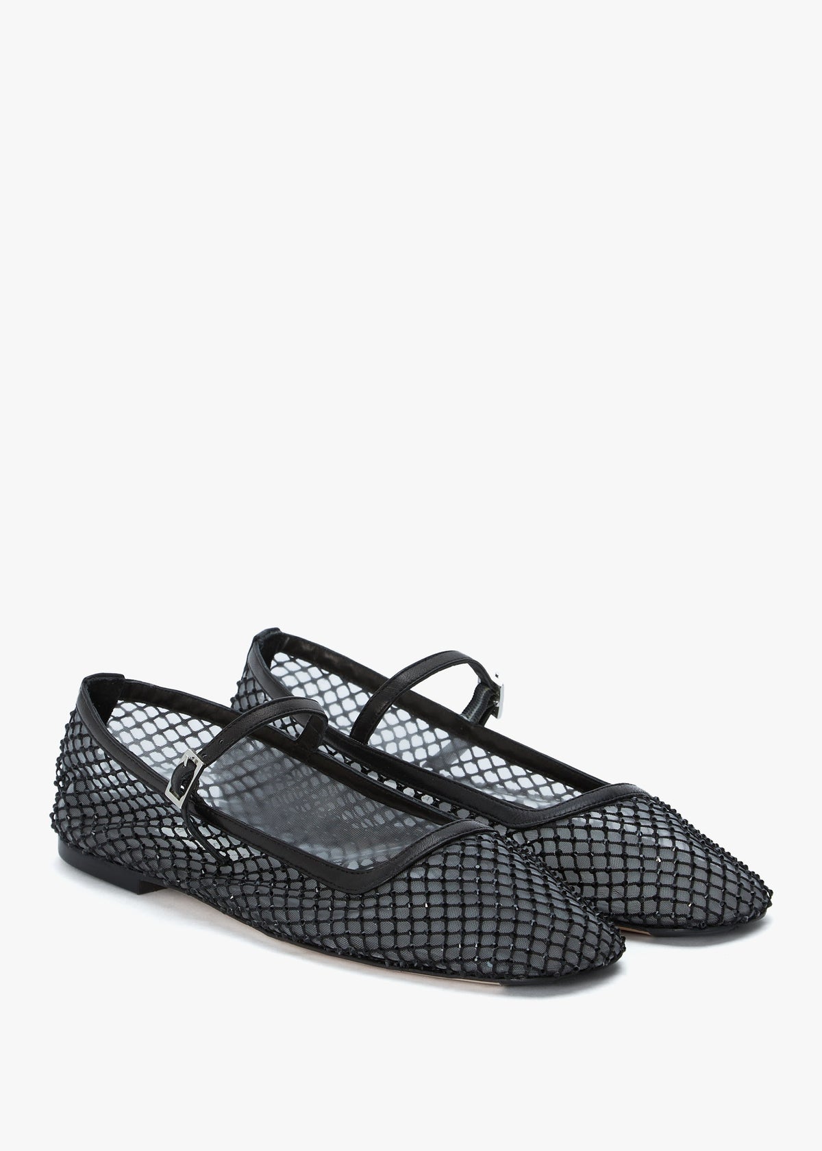 Vanita Black Embellished Mesh Ballet Pumps