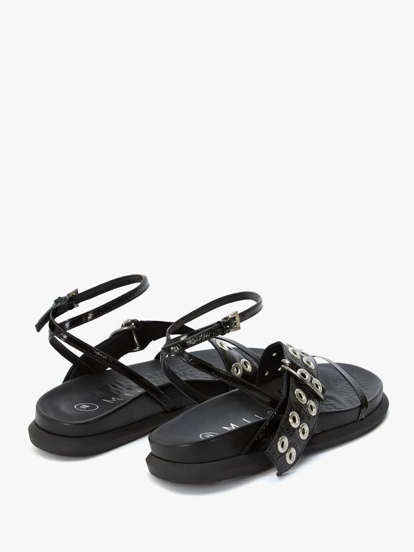 Zilda Black Leather Chunky Sandals