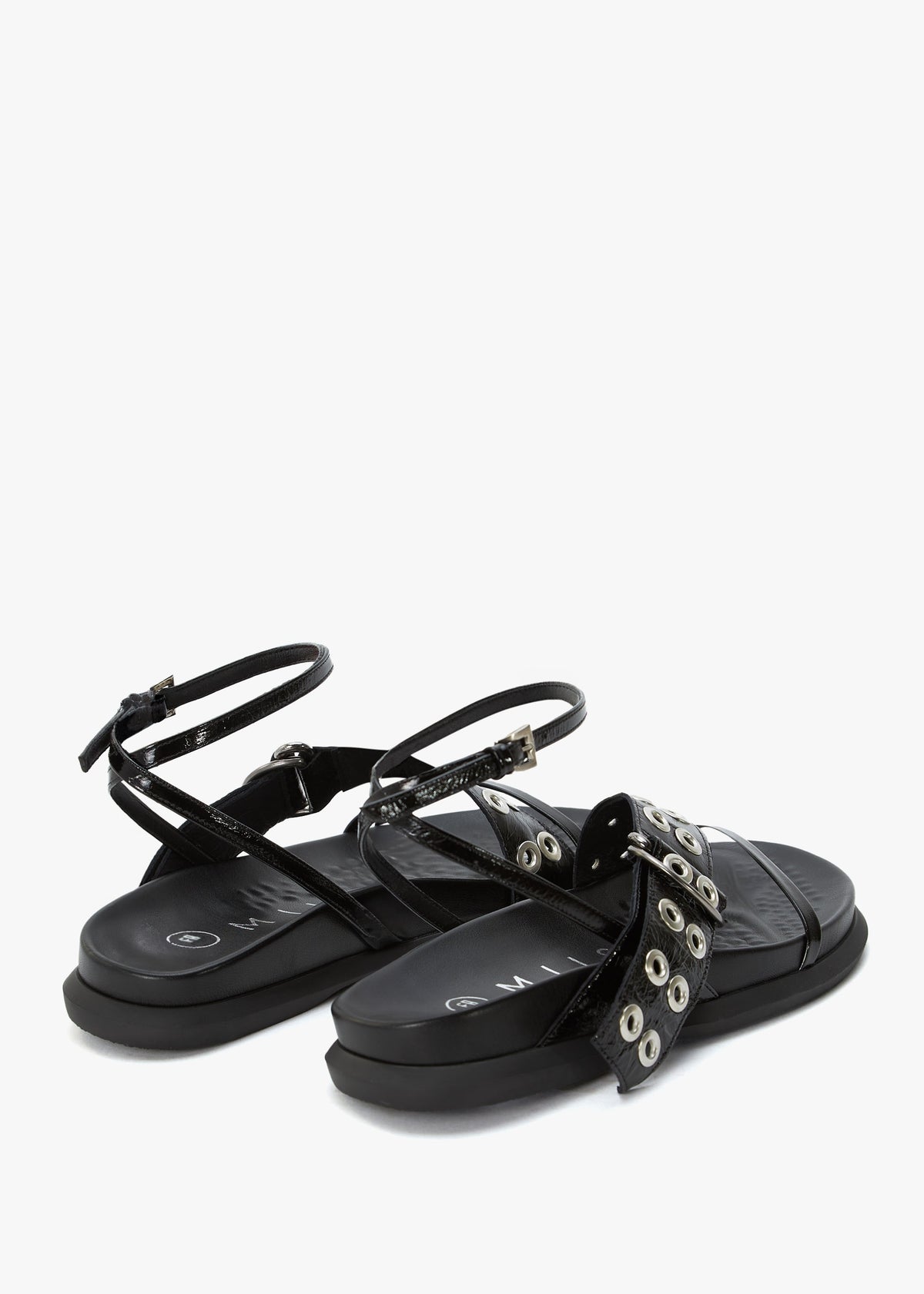Zilda Black Leather Chunky Sandals
