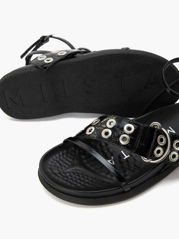 Zilda Black Leather Chunky Sandals