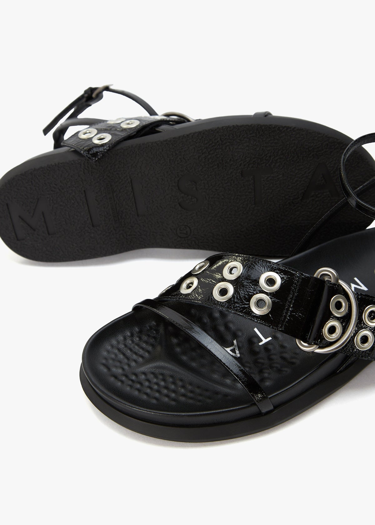Zilda Black Leather Chunky Sandals