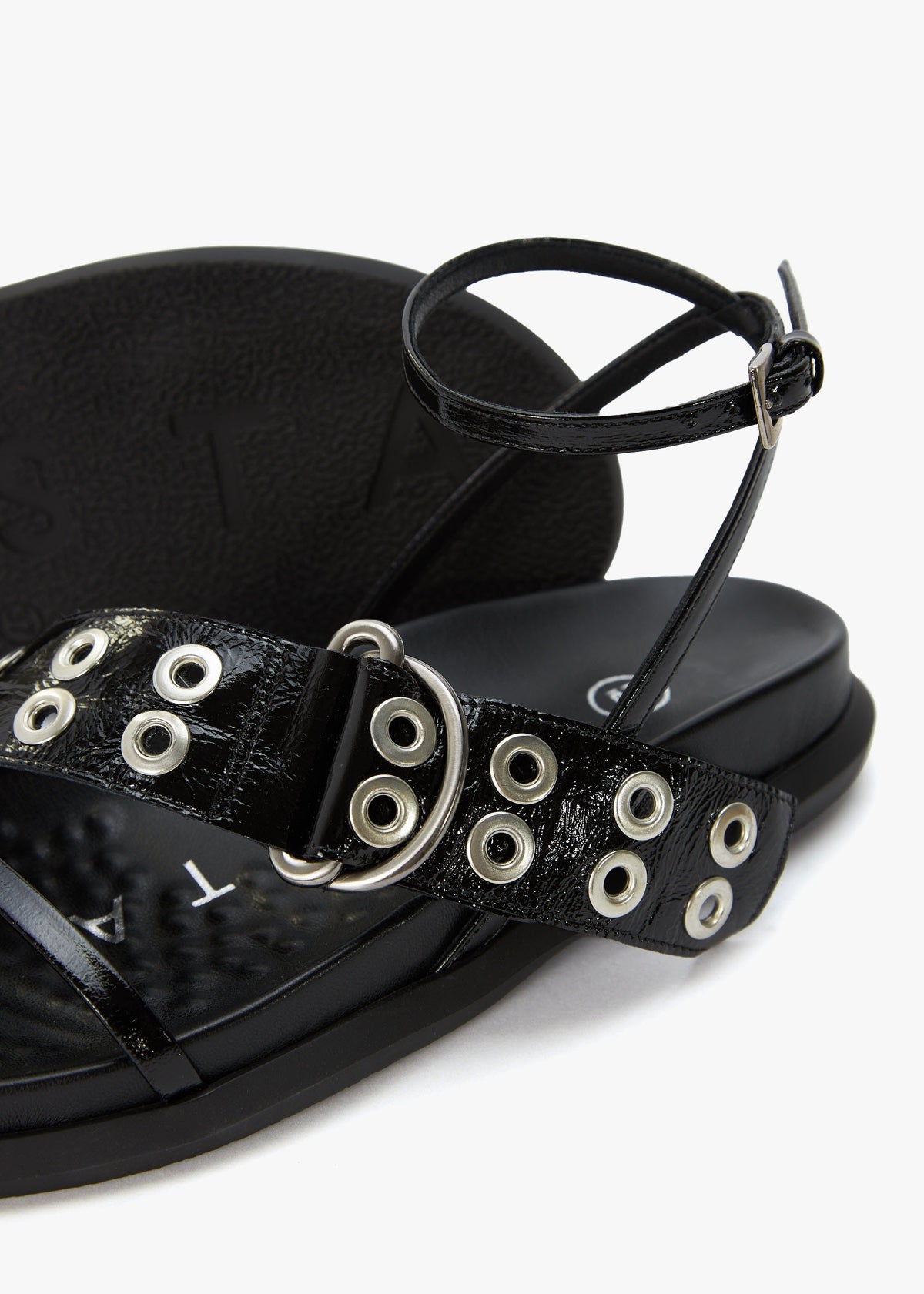 Zilda Black Leather Chunky Sandals