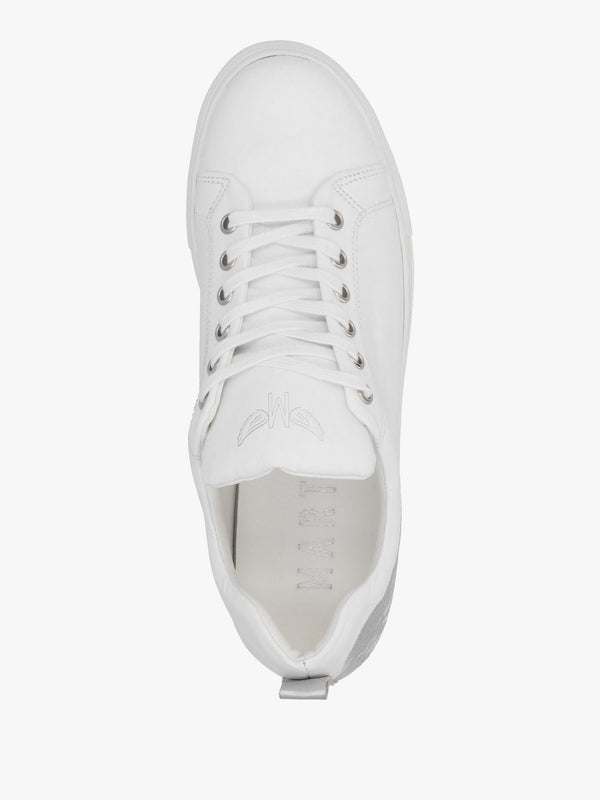 Angels Ease White Leather Silver Wing Trainers