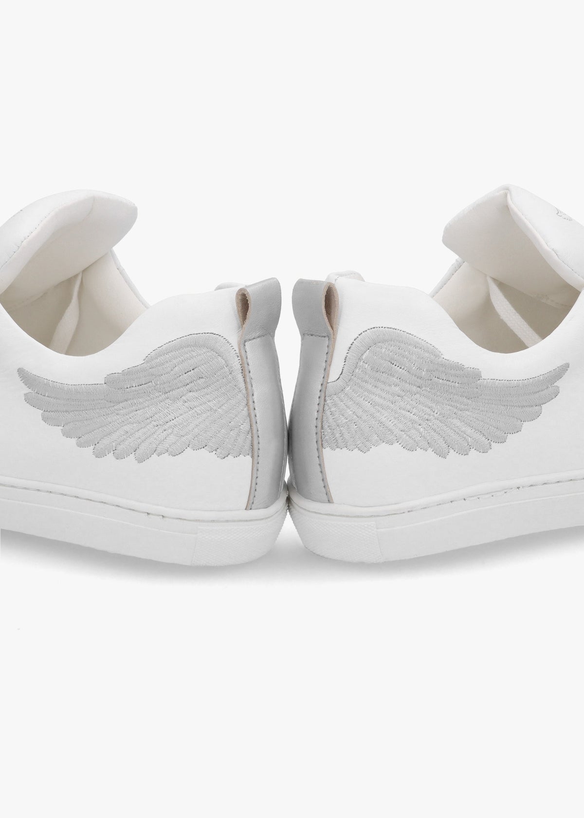 Angels Ease White Leather Silver Wing Trainers