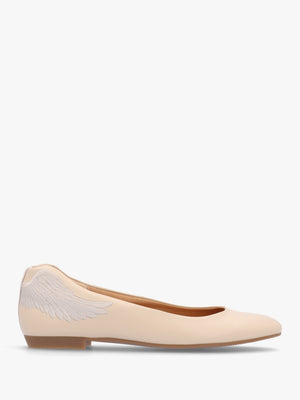 Angels Wings Beige Metallic Leather Ballet Pumps
