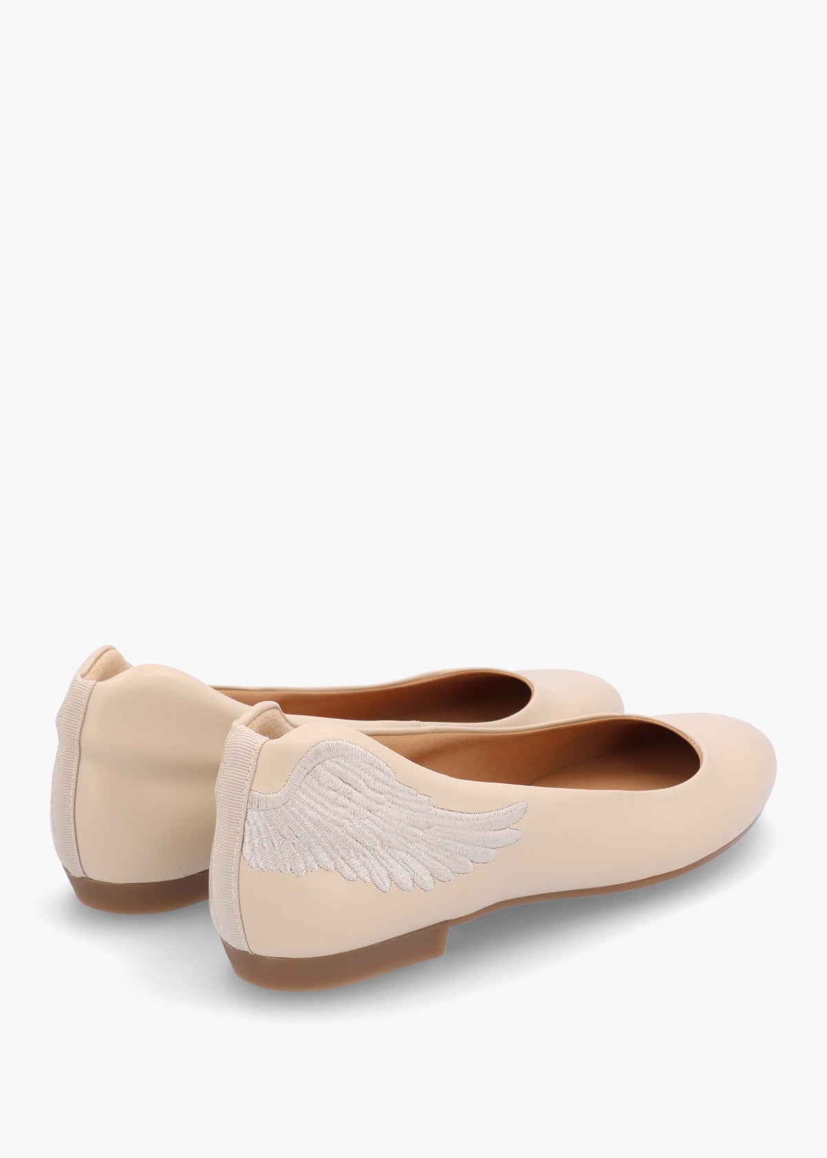 Angels Wings Beige Metallic Leather Ballet Pumps