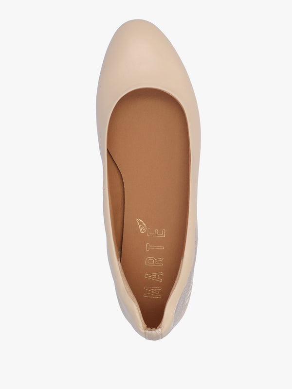 Angels Wings Beige Metallic Leather Ballet Pumps
