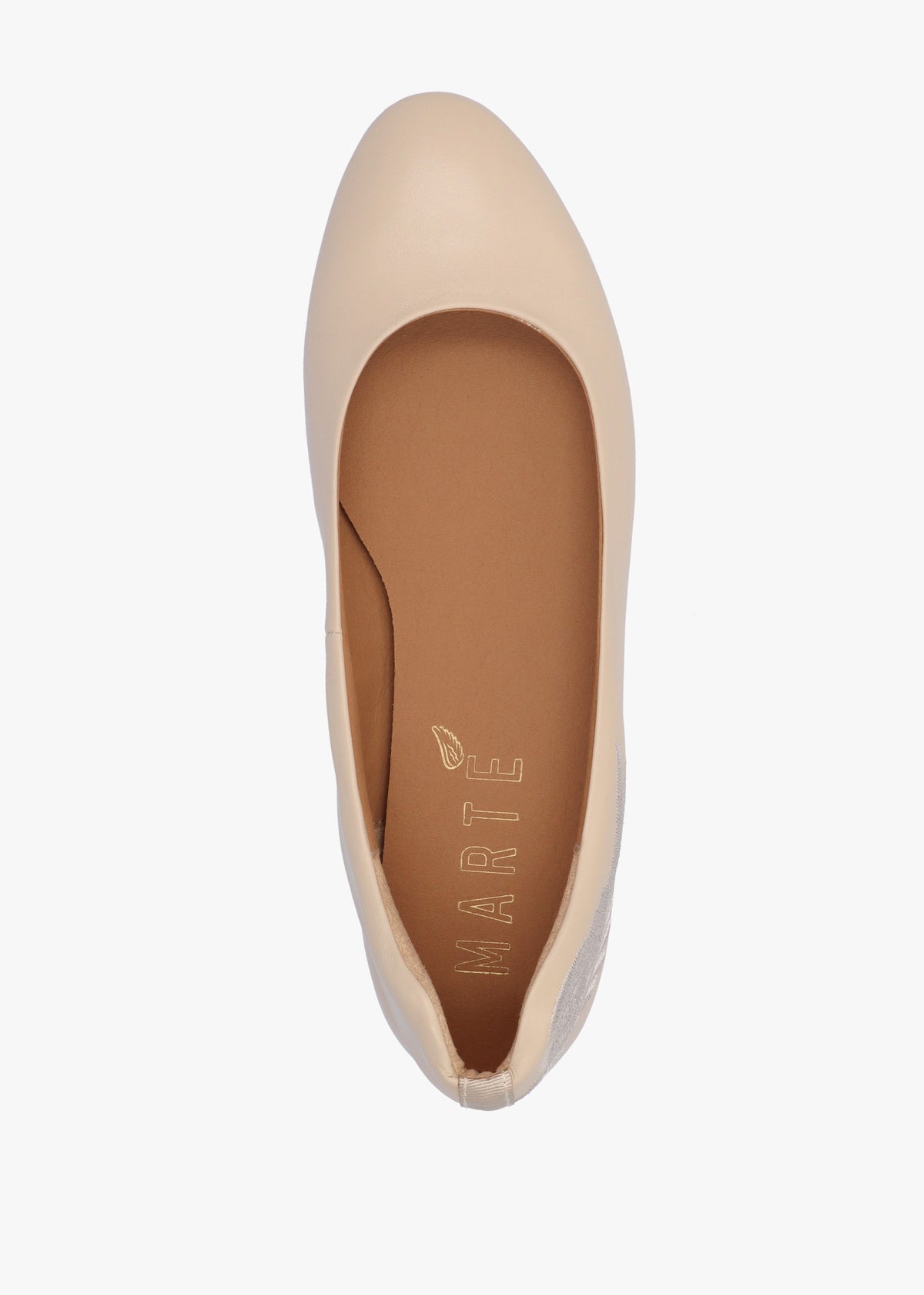 Angels Wings Beige Metallic Leather Ballet Pumps
